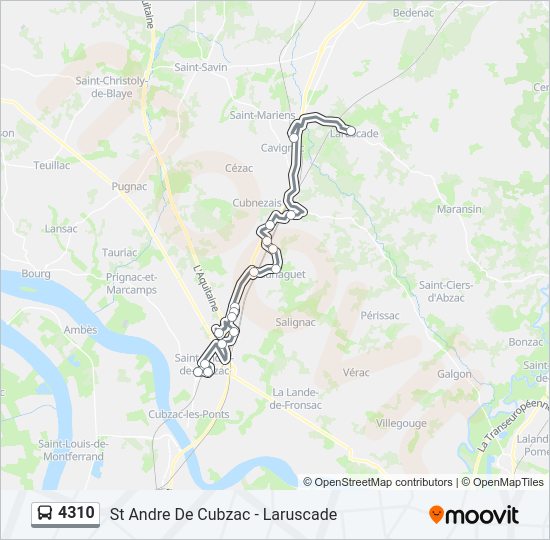 Plan de la ligne 4310 de bus