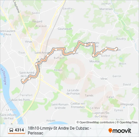 Plan de la ligne 4314 de bus