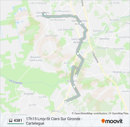 Plan de la ligne 4381 de bus
