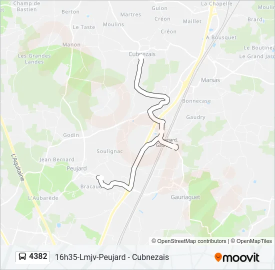Plan de la ligne 4382 de bus