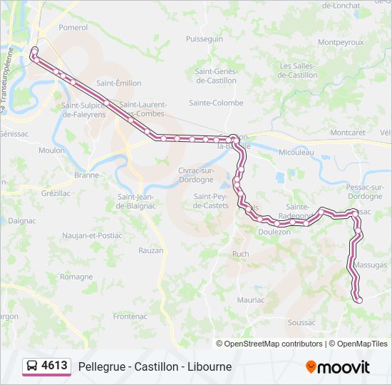 Plan de la ligne 4613 de bus