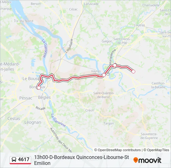 Plan de la ligne 4617 de bus
