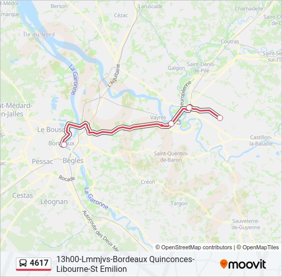 Plan de la ligne 4617 de bus