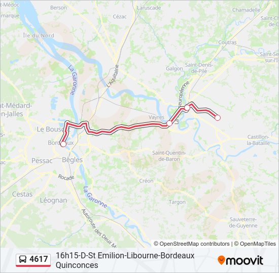 Plan de la ligne 4617 de bus