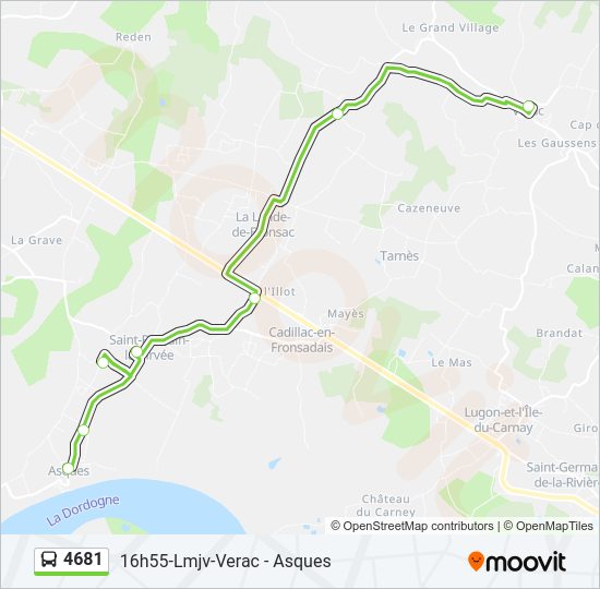 Plan de la ligne 4681 de bus