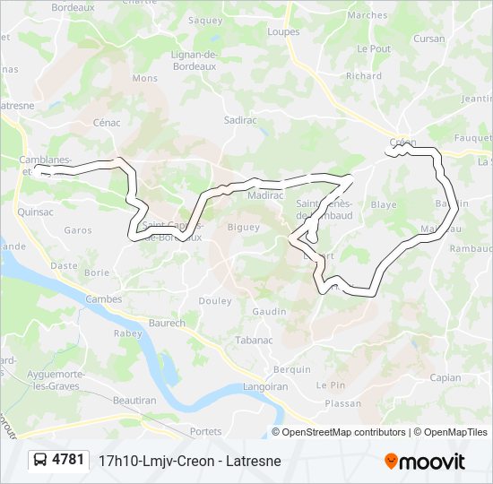 Plan de la ligne 4781 de bus