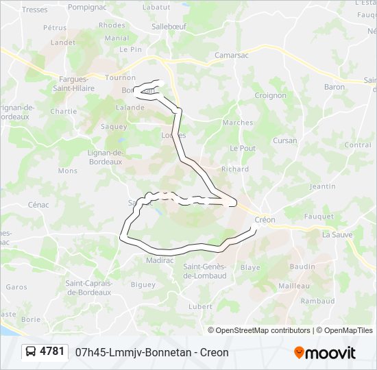 Plan de la ligne 4781 de bus