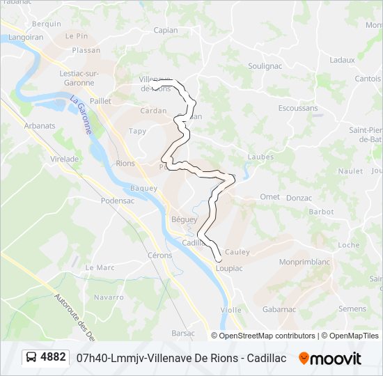 Plan de la ligne 4882 de bus