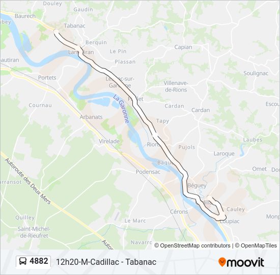 Plan de la ligne 4882 de bus