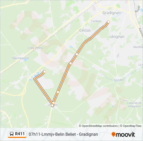 R411 Bus Line Map