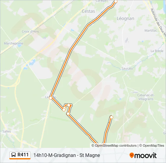R411 Bus Line Map