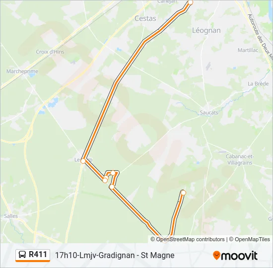 R411 Bus Line Map
