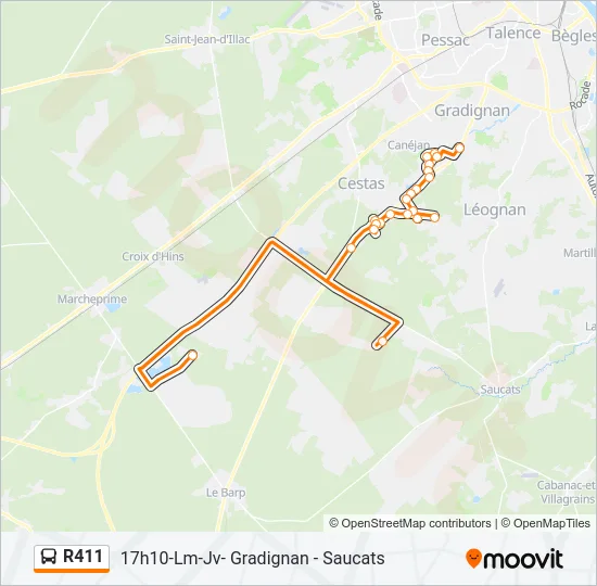 R411 Bus Line Map