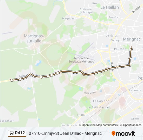 Plan de la ligne R412 de bus