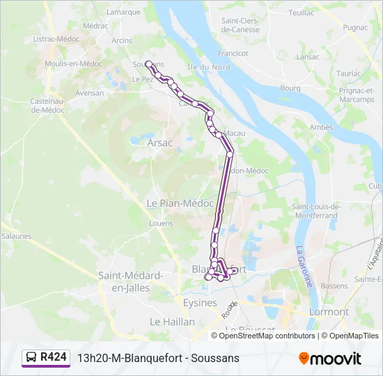 R424 Bus Line Map