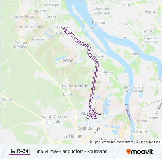 R424 Bus Line Map
