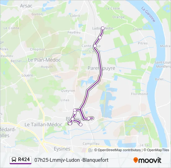 R424 Bus Line Map