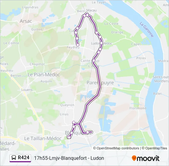 R424 Bus Line Map