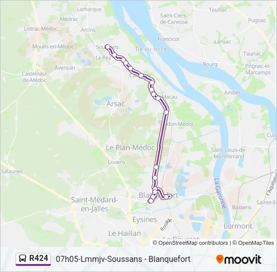 R424 Bus Line Map