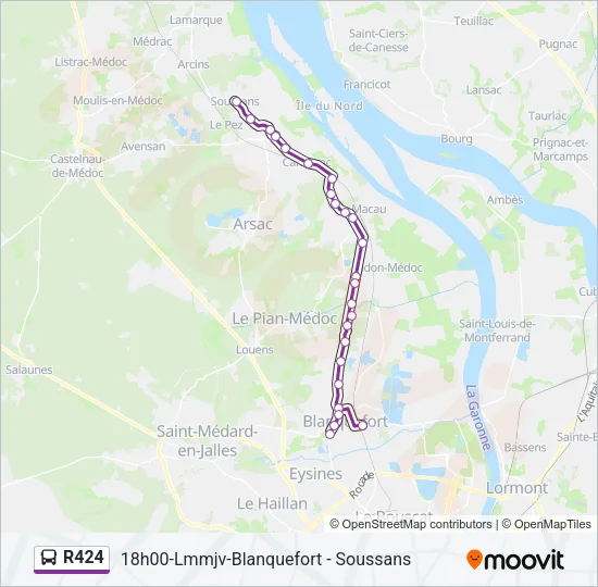 R424 Bus Line Map
