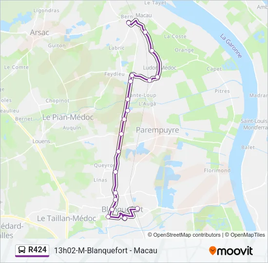 R424 Bus Line Map