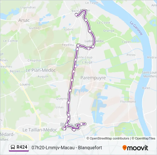 R424 Bus Line Map