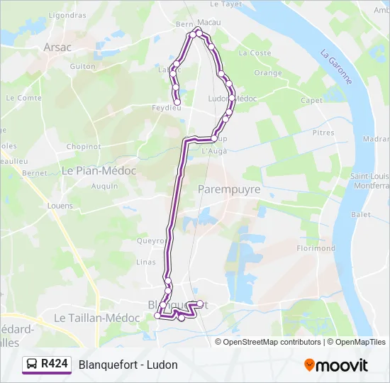 R424 Bus Line Map