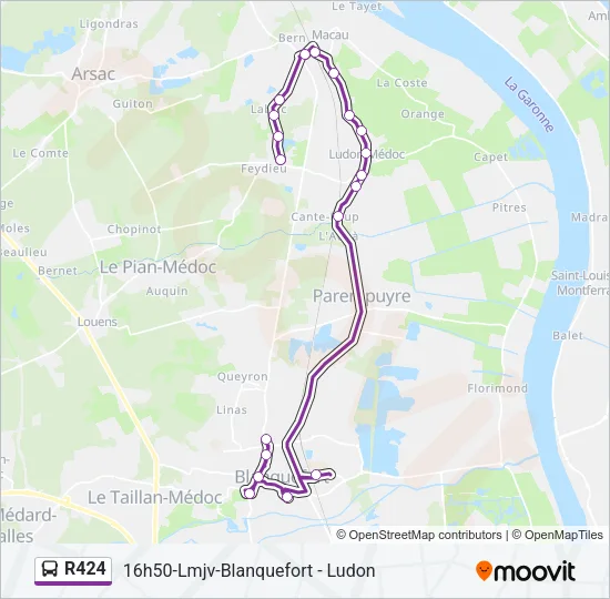 R424 Bus Line Map