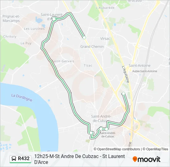 R432 Bus Line Map