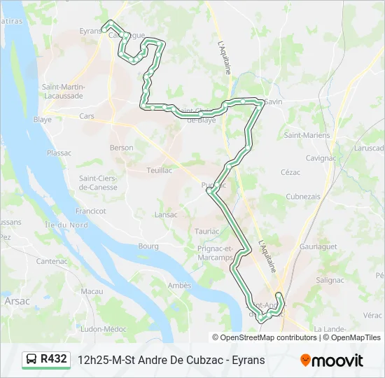 R432 Bus Line Map