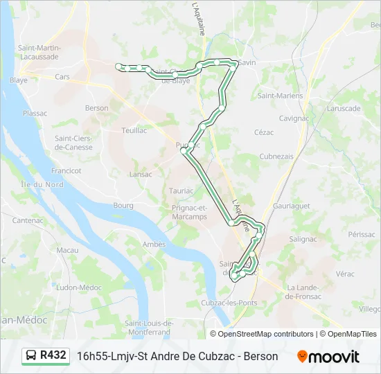 R432 Bus Line Map