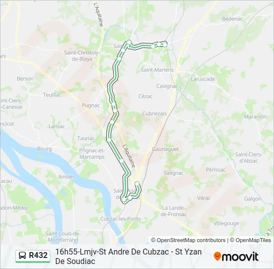 R432 Bus Line Map