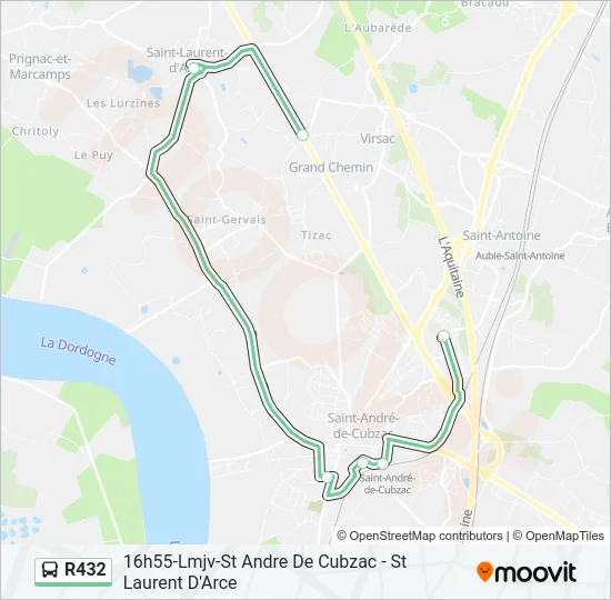 R432 Bus Line Map