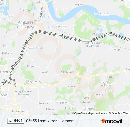 Plan de la ligne R461 de bus