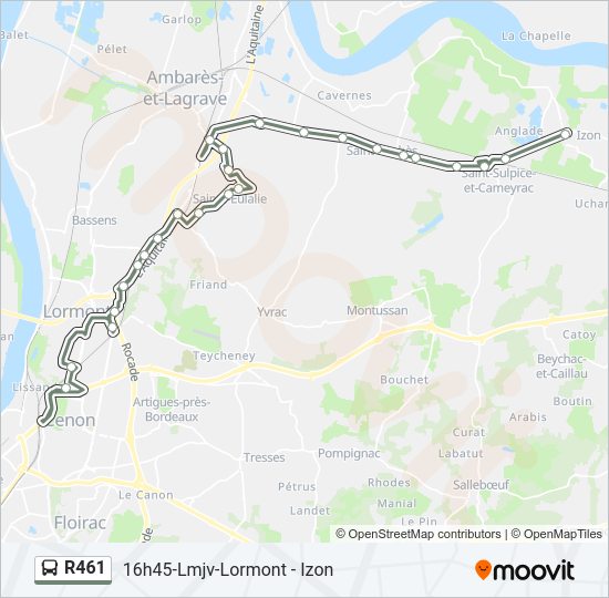 Plan de la ligne R461 de bus