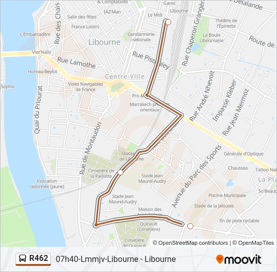 Plan de la ligne R462 de bus