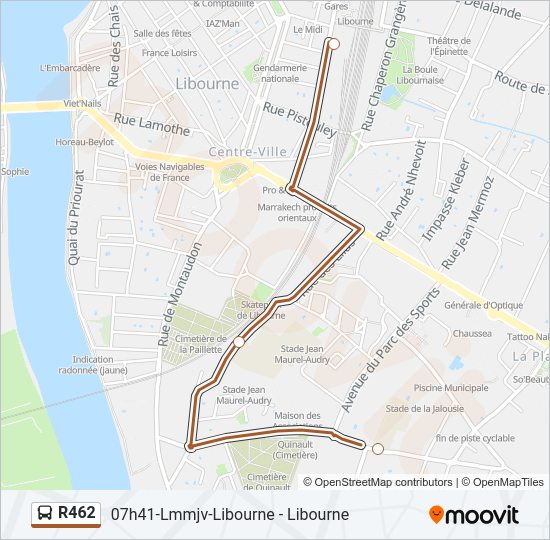 Plan de la ligne R462 de bus