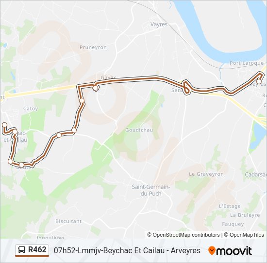 Plan de la ligne R462 de bus