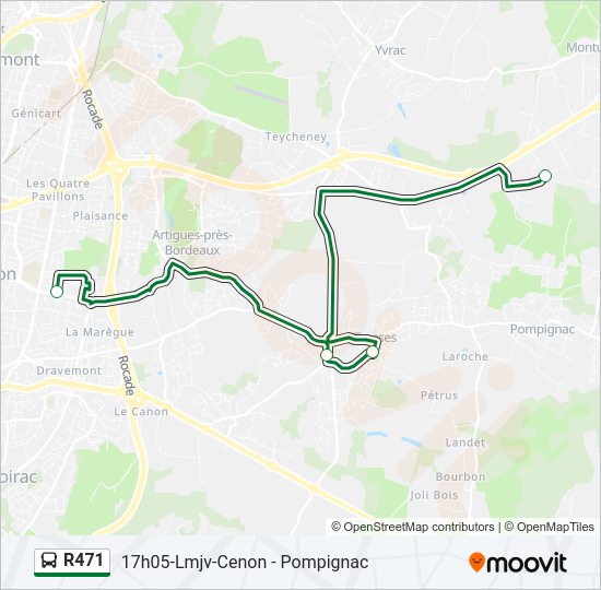 Plan de la ligne R471 de bus