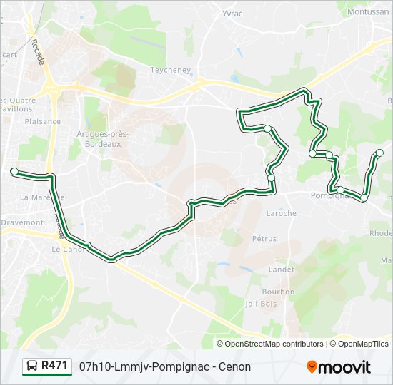 Plan de la ligne R471 de bus