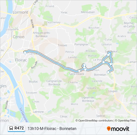 Plan de la ligne R472 de bus