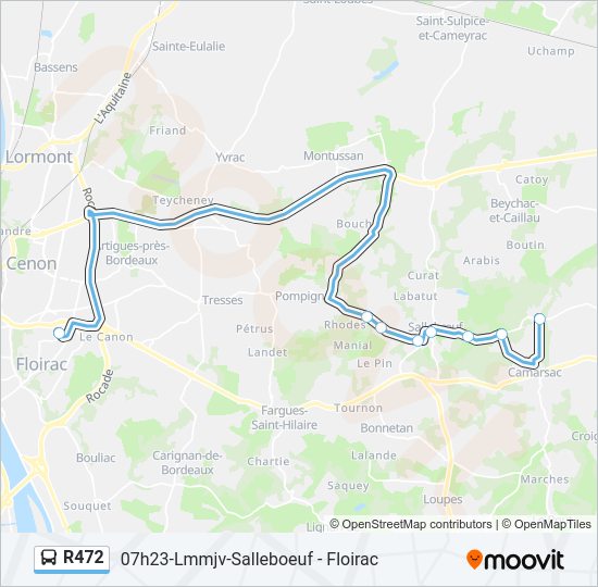 Plan de la ligne R472 de bus