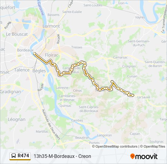 Plan de la ligne R474 de bus