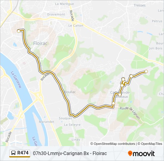 Plan de la ligne R474 de bus