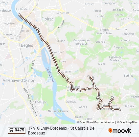 Plan de la ligne R475 de bus