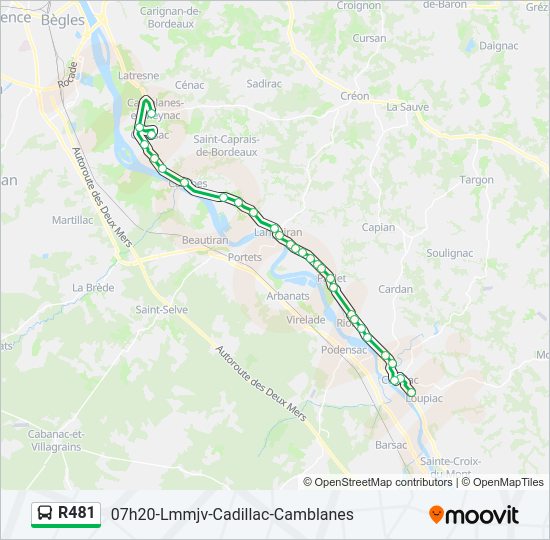 Plan de la ligne R481 de bus