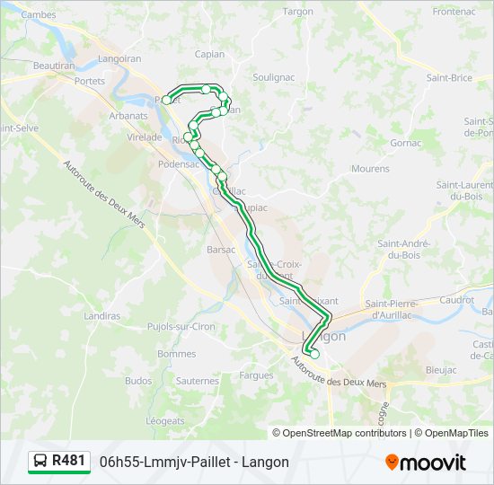 Plan de la ligne R481 de bus