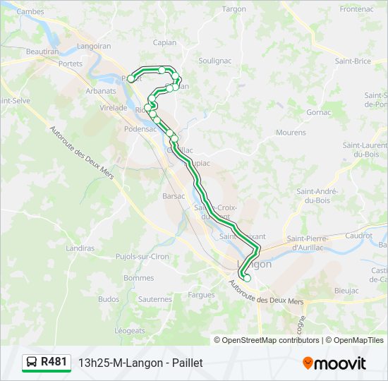 Mapa de R481 de autobús