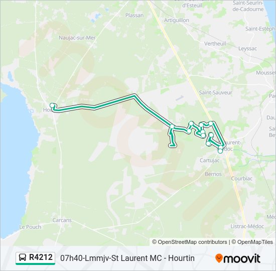 Plan de la ligne R4212 de bus