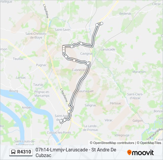 Plan de la ligne R4310 de bus